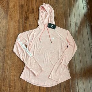 NWT Underarmour small light pink hooded cowl neck pullover